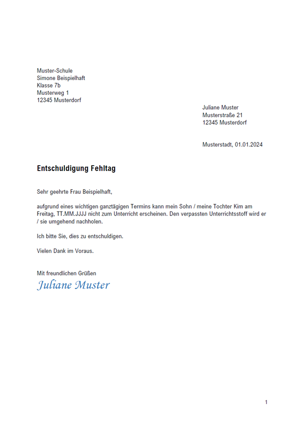 Mail Entschuldigen Verspätete Zahlung + Ferien Entschuldigung Schule: Vorlagen & Muster