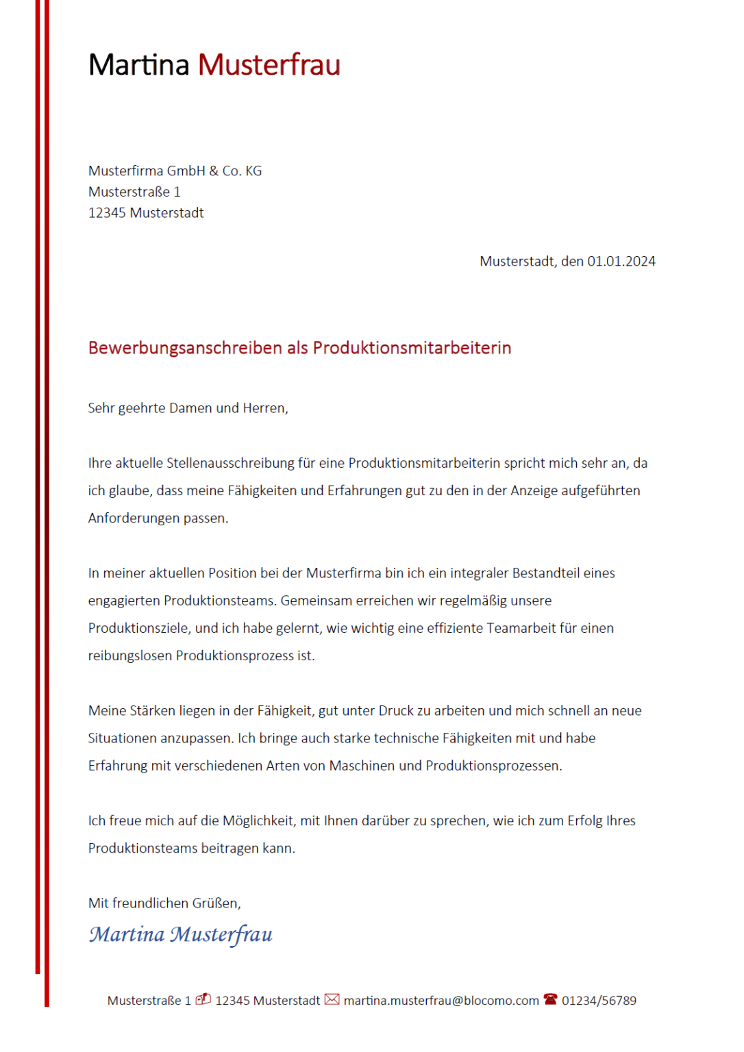 Bewerbungsanschreiben als Produktionsmitarbeiter*in: Muster, Vorlagen